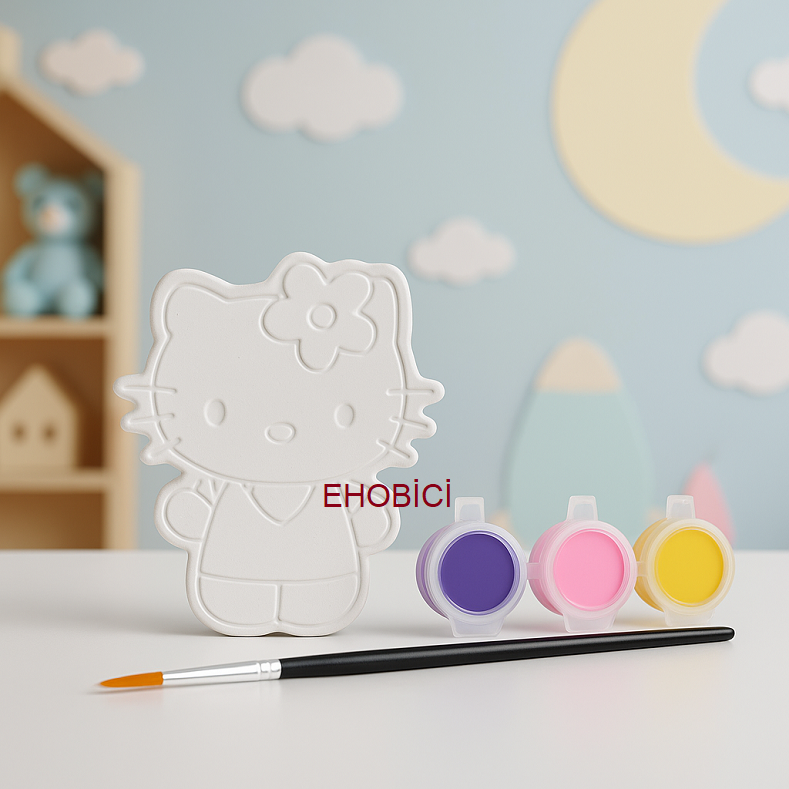 Ehobici Taş Boyama Seti Hello Kitty 3 Renk Akrilik Boya 5ml + Fırça