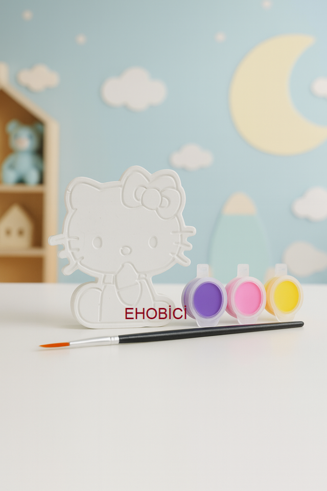 Ehobici Taş Boyama Seti Hello Kitty 3 Renk Akrilik Boya 5ml + Fırça
