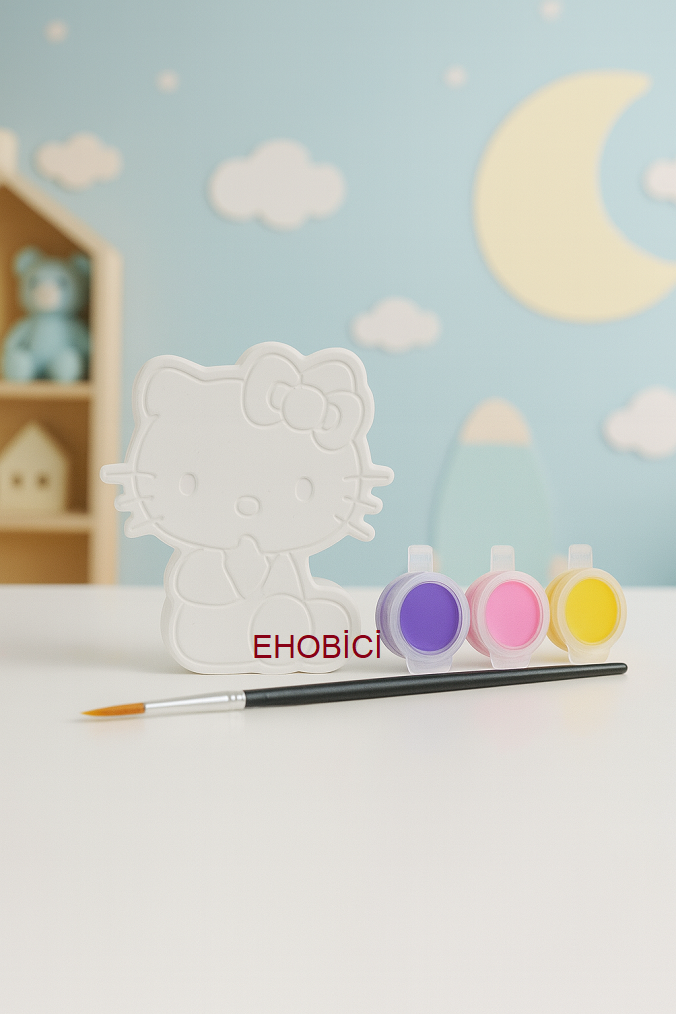 Ehobici Taş Boyama Seti Hello Kitty 3 Renk Akrilik Boya 5ml + Fırça