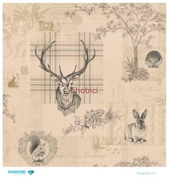 Diamond Pirinç Dekopaj Kağıdı - 147 - 30x30