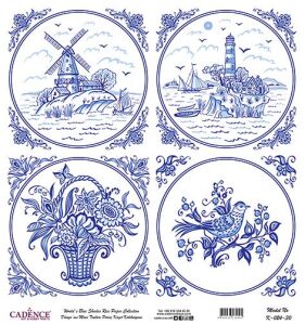 Dünyanın Mavi Tonları Pirinç Dekopaj Kağıdı - K-024