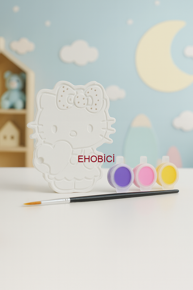 Ehobici Taş Boyama Seti Hello Kitty 3 Renk Akrilik Boya 5ml + Fırça
