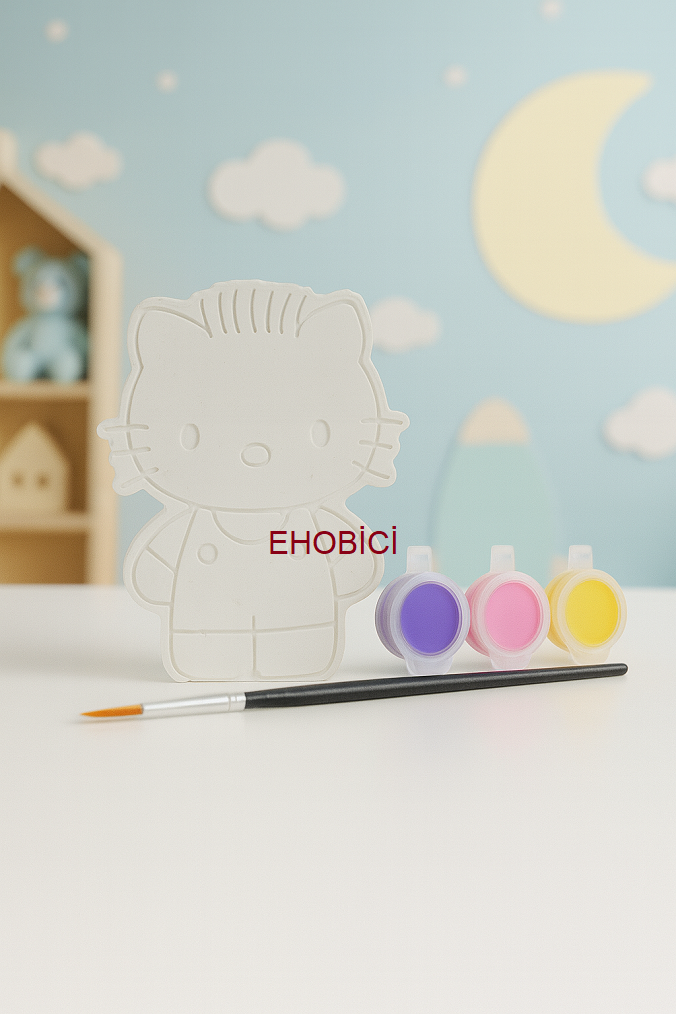 Ehobici Taş Boyama Seti Hello Kitty 3 Renk Akrilik Boya 5ml + Fırça