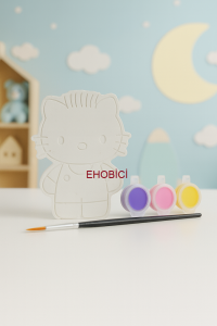 Ehobici Taş Boyama Seti Hello Kitty 3 Renk Akrilik Boya 5ml + Fırça