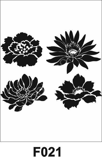 Çiçek Desen Stencil Şablon (25x25) F-021