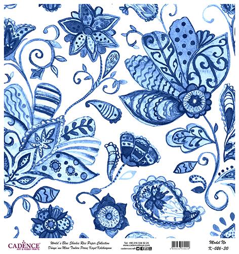 Dünyanın Mavi Tonları Pirinç Dekopaj Kağıdı - K-026