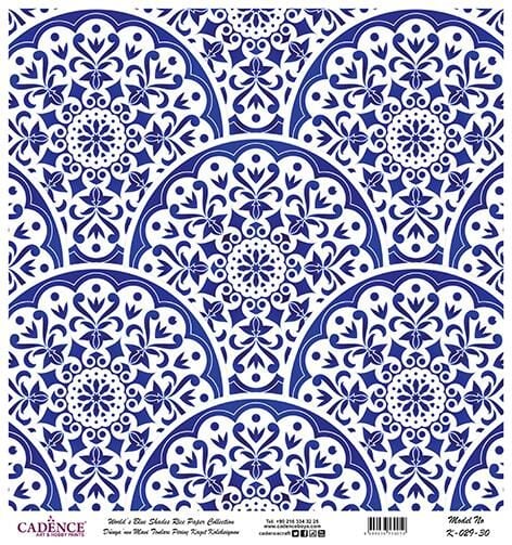 Dünyanın Mavi Tonları Pirinç Dekopaj Kağıdı - K-029