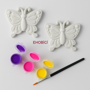 Ehobici Taş Boyama Seti Kelebekler 3 Renk Akrilik Boya 5ml + Fırça