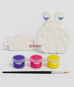 Ehobici Taş Boyama Seti Uğur Böceği 3 Renk Akrilik Boya 5ml + Fırça