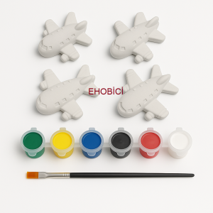 Ehobici Taş Boyama Seti Uçaklar 6 Renk Akrilik Boya 5ml + Fırça