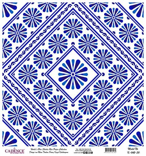 Dünyanın Mavi Tonları Pirinç Dekopaj Kağıdı - K-042