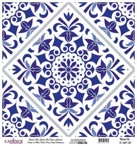 Dünyanın Mavi Tonları Pirinç Dekopaj Kağıdı - K-047