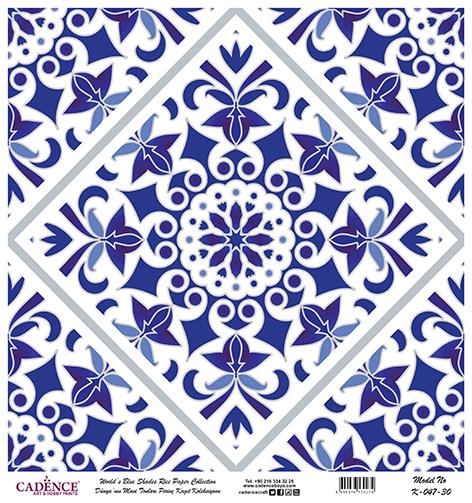 Dünyanın Mavi Tonları Pirinç Dekopaj Kağıdı - K-047