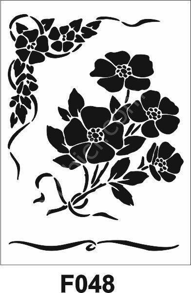 Çiçek Desen Stencil Şablon (21x30) F-048