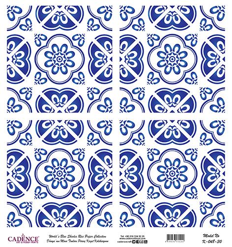 Dünyanın Mavi Tonları Pirinç Dekopaj Kağıdı - K-048