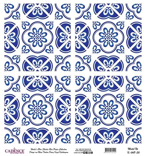 Dünyanın Mavi Tonları Pirinç Dekopaj Kağıdı - K-048