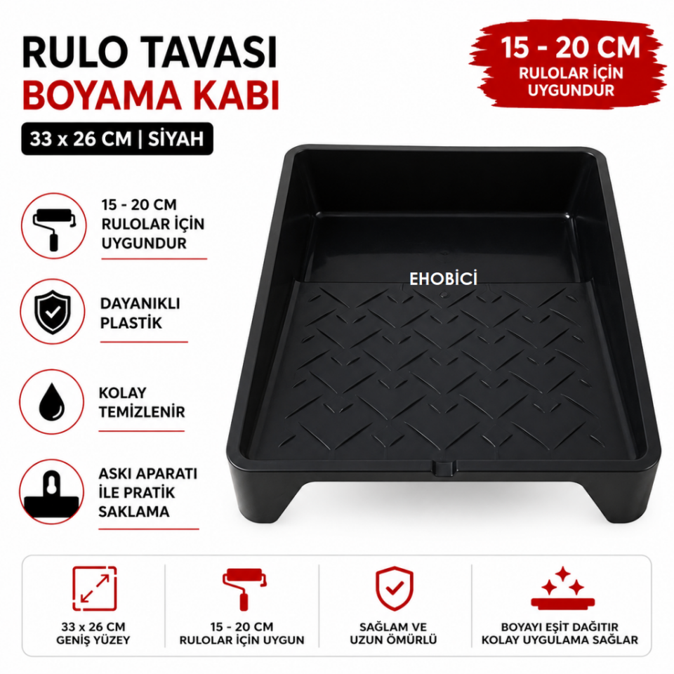 Rulo Tavası - Boyama Kabı 33x26cm Siyah