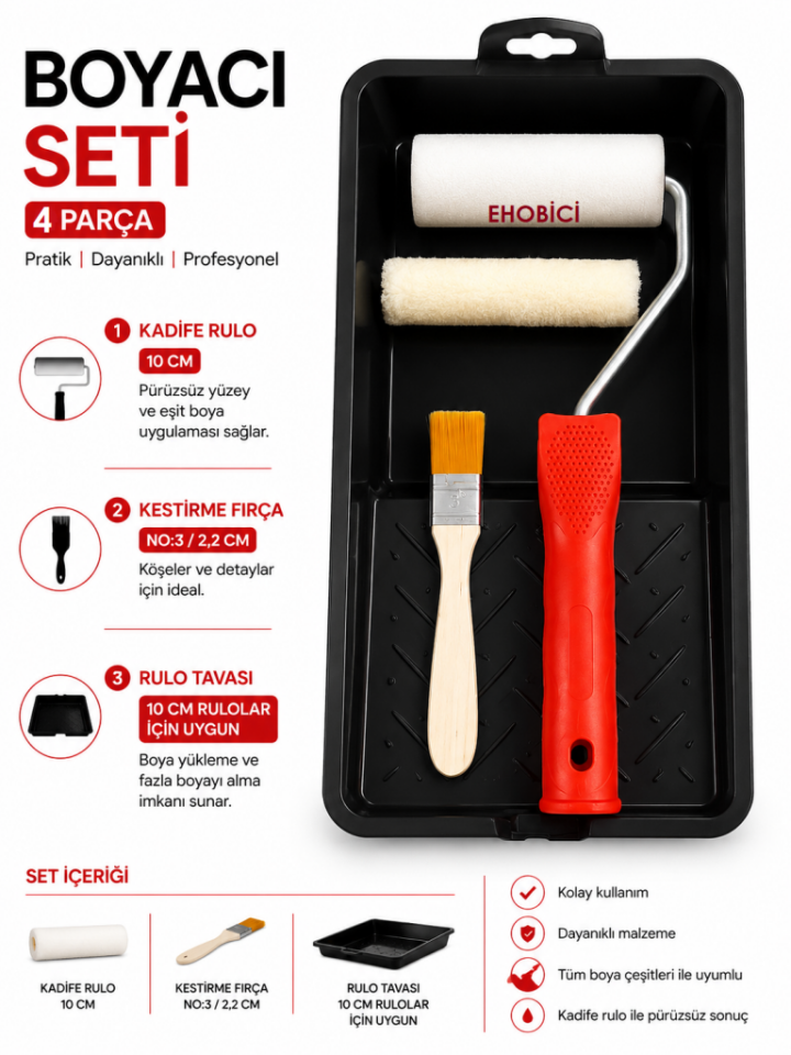 Ehobici Sünger + Kadife Rulo Fırça Seti 03