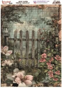Pirinç Dekopaj Kağıdı 30x42cm PT-523 Çitler Çiçekler
