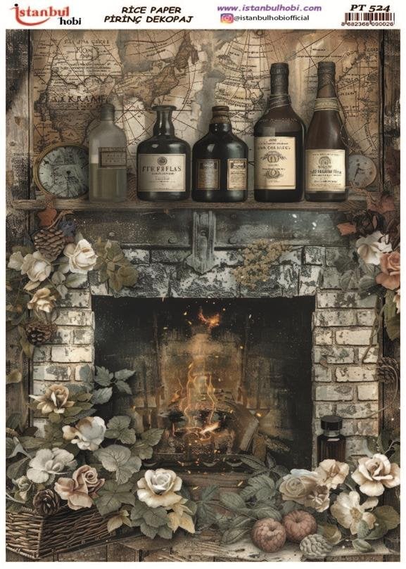 Pirinç Dekopaj Kağıdı 30x42cm PT-524 Vintage Şömine