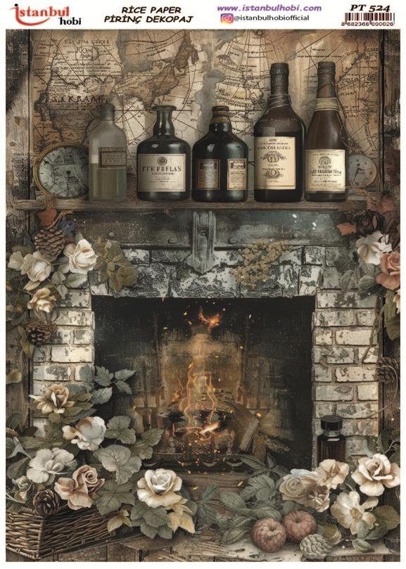 Pirinç Dekopaj Kağıdı 30x42cm PT-524 Vintage Şömine
