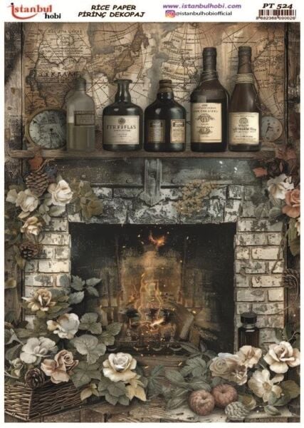 Pirinç Dekopaj Kağıdı 30x42cm PT-524 Vintage Şömine
