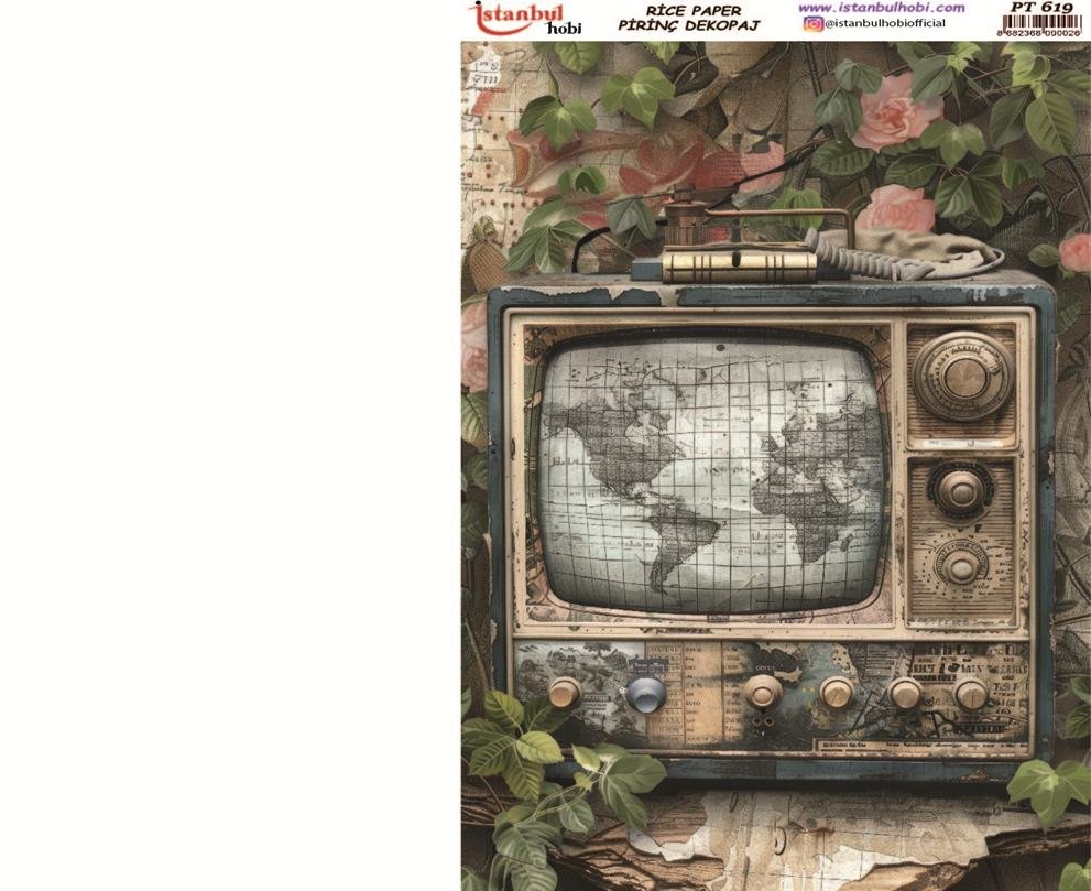 Pirinç Dekopaj Kağıdı 30x42cm PT-619 Radyo Tv Nostalji