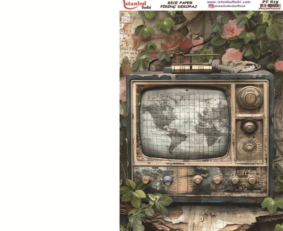 Pirinç Dekopaj Kağıdı 30x42cm PT-619 Radyo Tv Nostalji