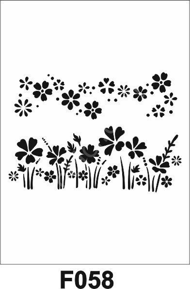 Çiçek Desen Stencil Şablon (21x30) F-058