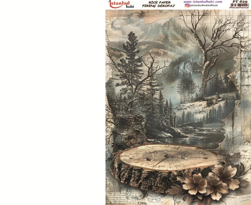 Pirinç Dekopaj Kağıdı 30x42cm PT-629 Göl Manzara