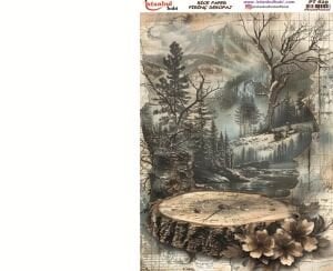 Pirinç Dekopaj Kağıdı 30x42cm PT-629 Göl Manzara