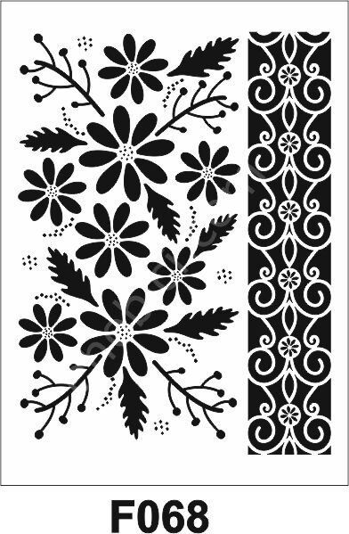 Çiçek Desen Stencil Şablon (21x30) F-068