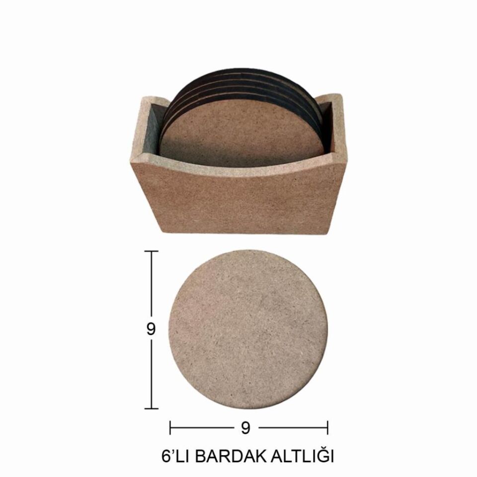 Ahşap Yuvarlak Bardak Altlığı 9x9cm L388