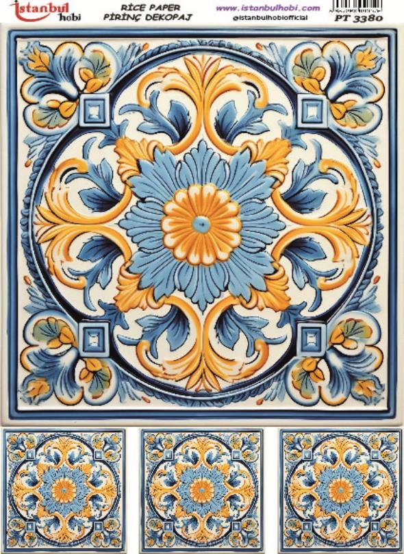 Pirinç Dekopaj Kağıdı 30x42cm PT-3380 Etnik Karo