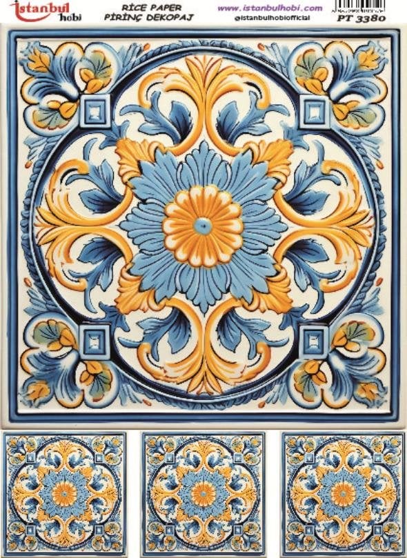 Pirinç Dekopaj Kağıdı 30x42cm PT-3380 Etnik Karo