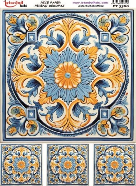 Pirinç Dekopaj Kağıdı 30x42cm PT-3380 Etnik Karo