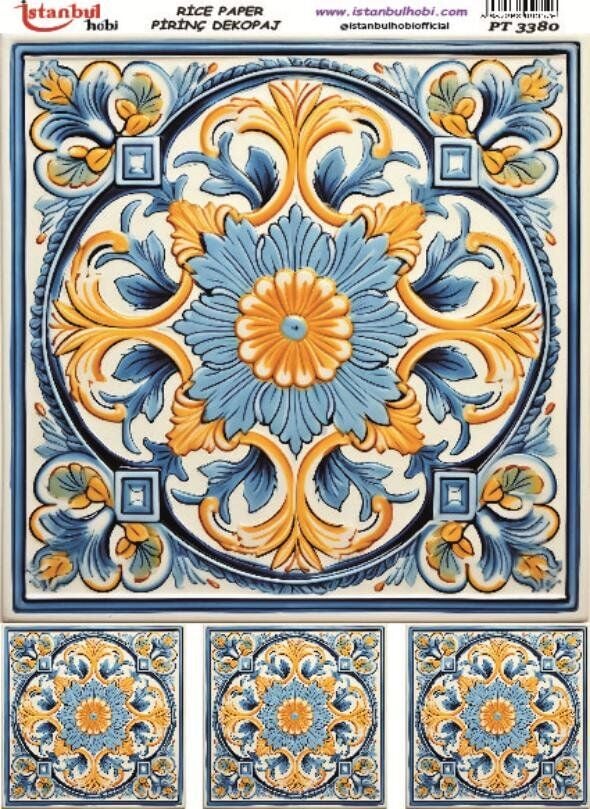 Pirinç Dekopaj Kağıdı 30x42cm PT-3380 Etnik Karo