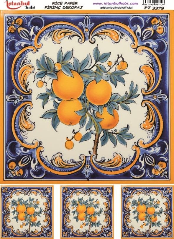 Pirinç Dekopaj Kağıdı 30x42cm PT-3379 Etnik Karo