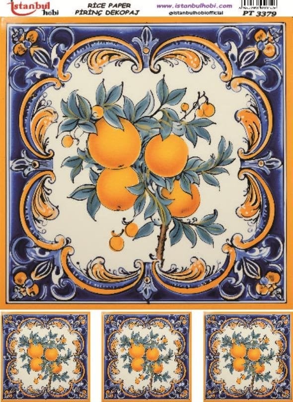 Pirinç Dekopaj Kağıdı 30x42cm PT-3379 Etnik Karo