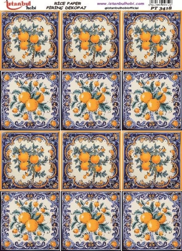 Pirinç Dekopaj Kağıdı 30x42cm PT-3418 Etnik Karo