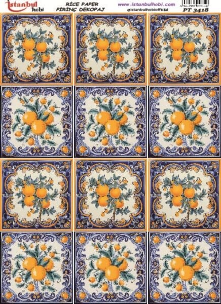 Pirinç Dekopaj Kağıdı 30x42cm PT-3418 Etnik Karo