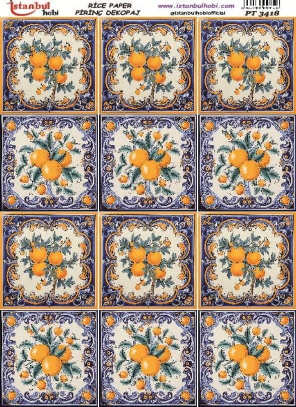 Pirinç Dekopaj Kağıdı 30x42cm PT-3418 Etnik Karo