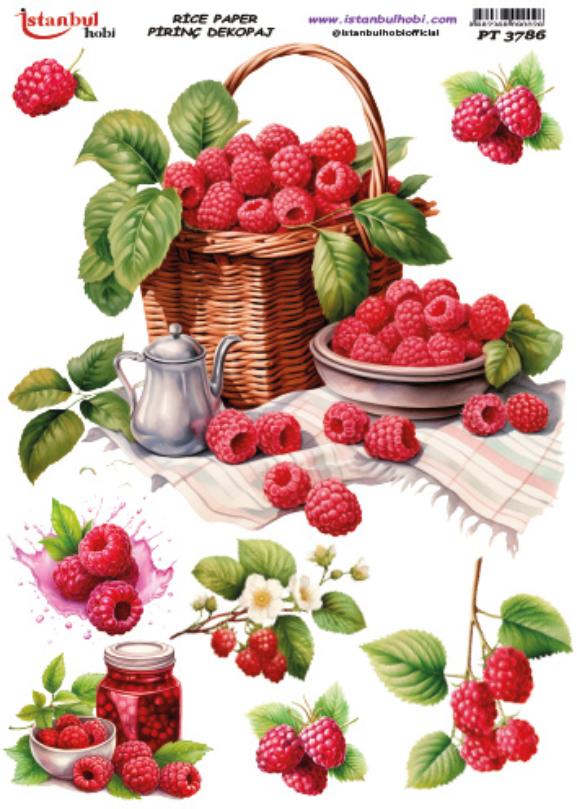 Pirinç Dekopaj Kağıdı 30x42cm PT-3786 Ahududu