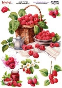 Pirinç Dekopaj Kağıdı 30x42cm PT-3786 Ahududu