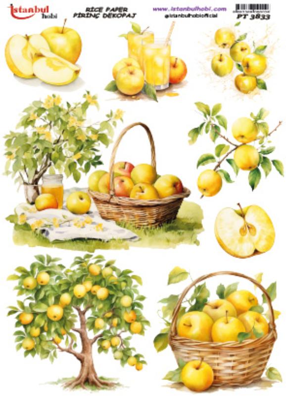 Pirinç Dekopaj Kağıdı 30x42cm PT-3833 Elma