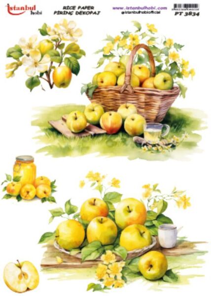 Pirinç Dekopaj Kağıdı 30x42cm PT-3834 Elma