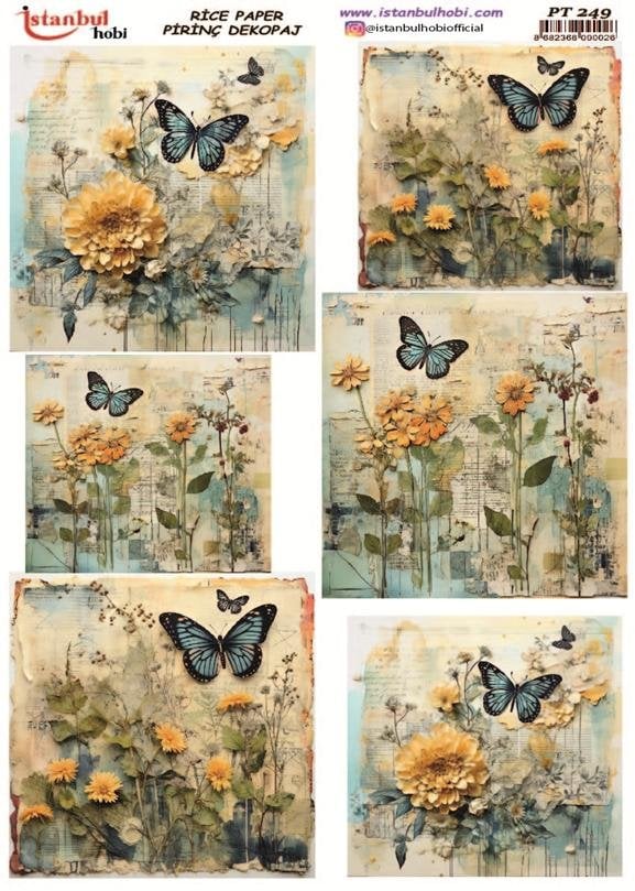 Pirinç Dekopaj Kağıdı 30x42cm PT-249 Kelebek