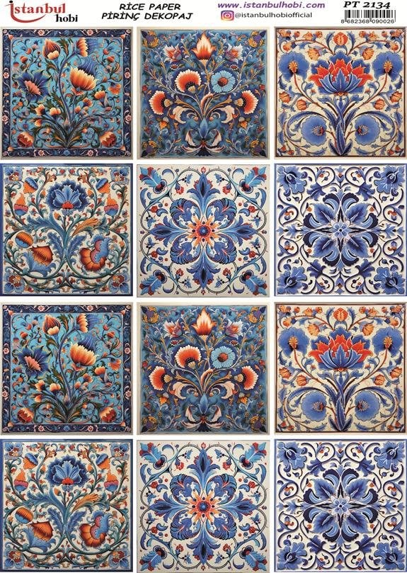 Pirinç Dekopaj Kağıdı 30x42cm PT-2134 Etnik Karo