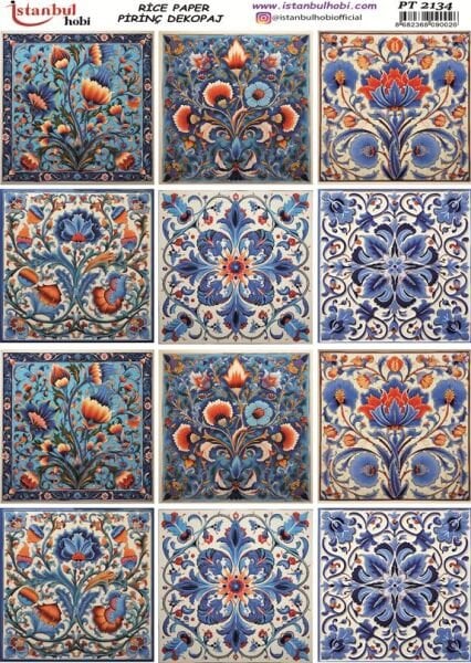 Pirinç Dekopaj Kağıdı 30x42cm PT-2134 Etnik Karo