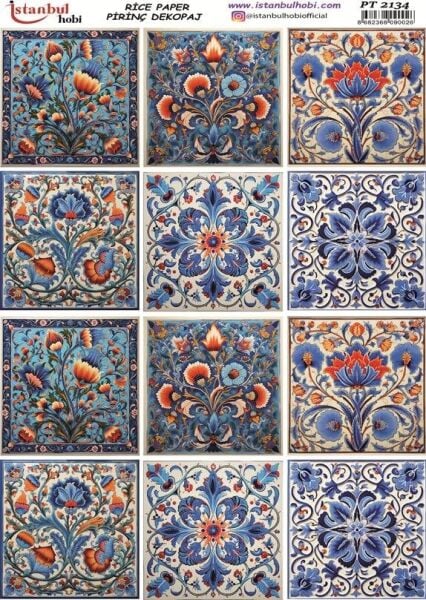 Pirinç Dekopaj Kağıdı 30x42cm PT-2134 Etnik Karo